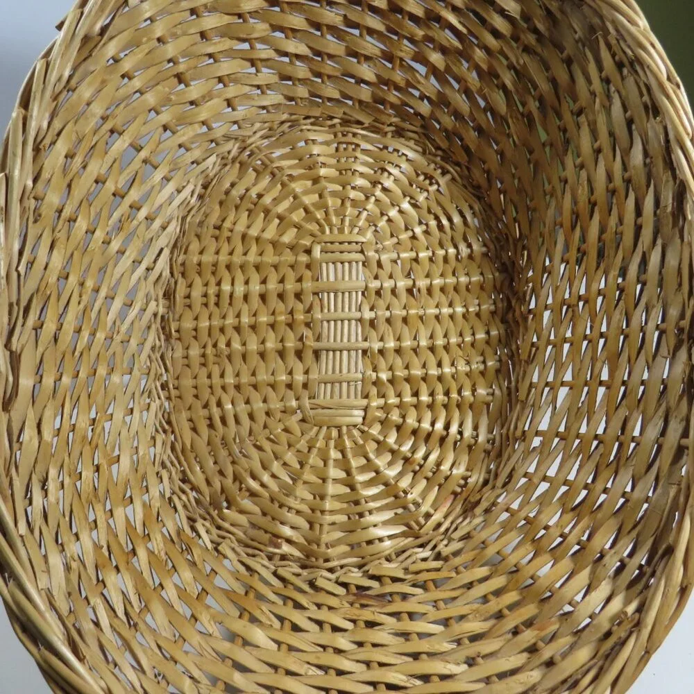 blonde wicker cane natural basket (Large Bread or Fruit or Mail Basket) two tone